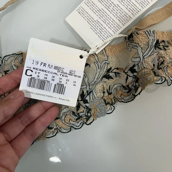 La Perla Altea Wired Lace Bralette 36C Nude NWT Embroidered Lingerie
